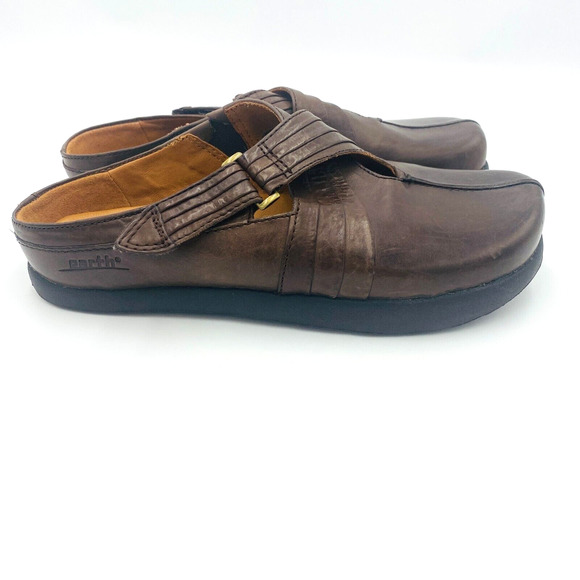 KALSO EARTH SHOE Fawn Mahogany clog style mules Women's 6B Brown Leather Slip-on - Picture 6 of 11